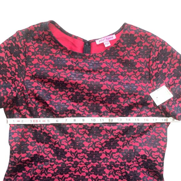 NWT Betsey Johnson Red and Black Lace Fit and Flare Skater Dress-14 - Picture 11 of 16